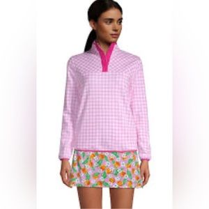 Draper James x Lands' End Women's Serious Sweats Snap Pink Pullover NWT Size XL